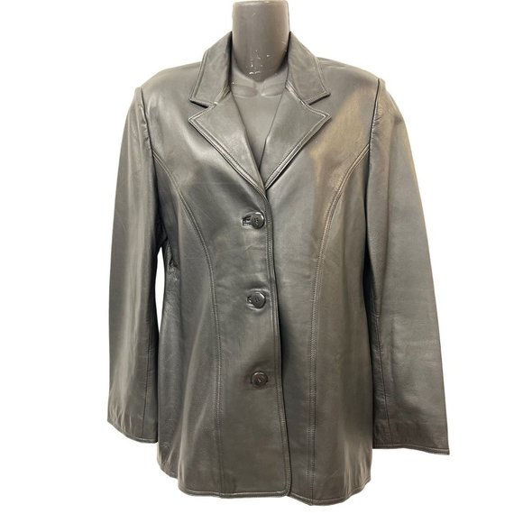 Wanessa Ftireis Black Blazer Vintage Long Soft Leather Jacket - Picture 6 of 10